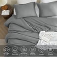 thumbnail image 5 of PHF Cotton Muslin Comforter Set King Size, Ultra Soft, Breathable & Lightweight Bedding Set for All Seasons, 1 Comfy Comforter 104"x90", 2 Pillow Shams 20"x36", Grey, 5 of 6