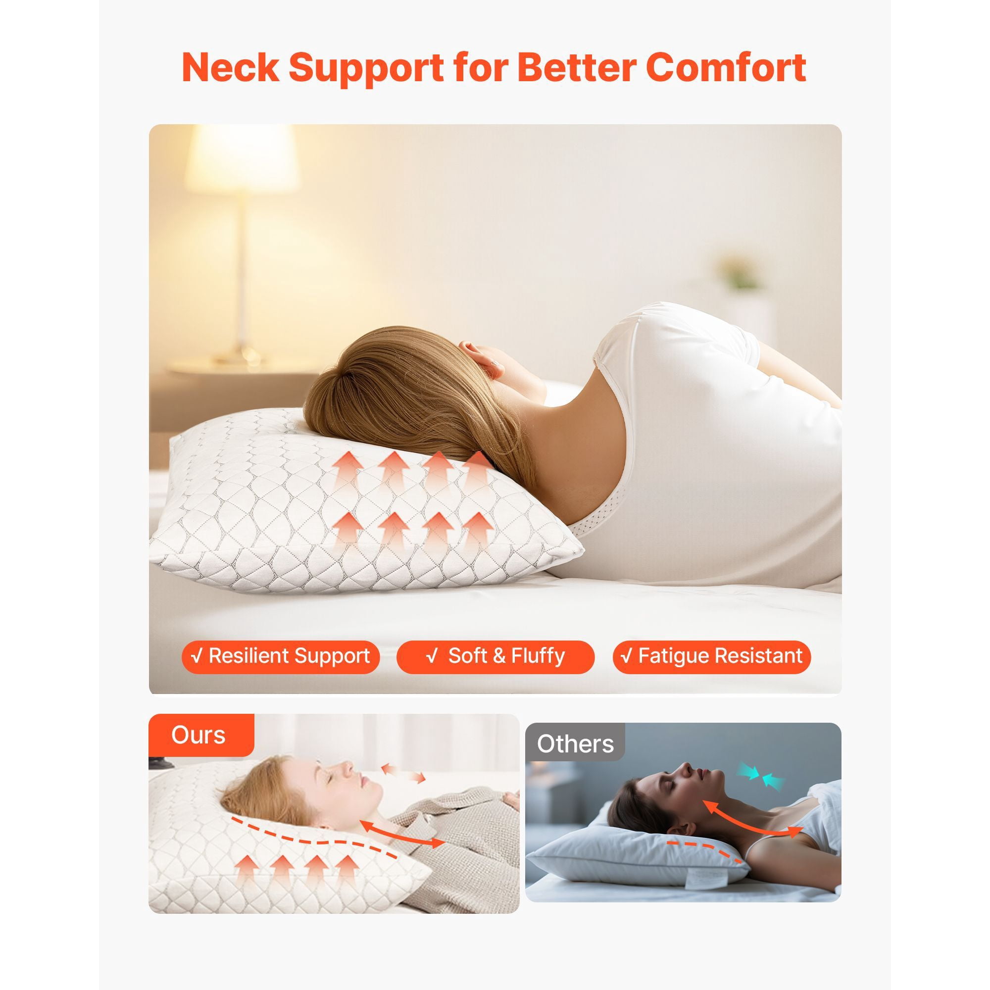 Queen Size Adjustable Memory Foam Pillow with Extra 0.5 lbs Filling for Neck Support Sleep