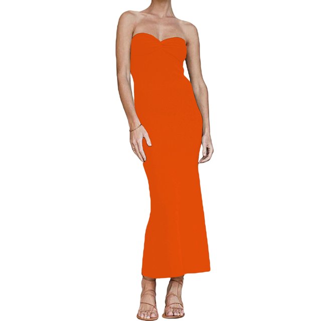 VISgogo Vestido Delgado para Mujer Color Sólido Cruzado Hombro Diseño Punto Versátil Elegante Vestido de Cóctel VISgogo moda