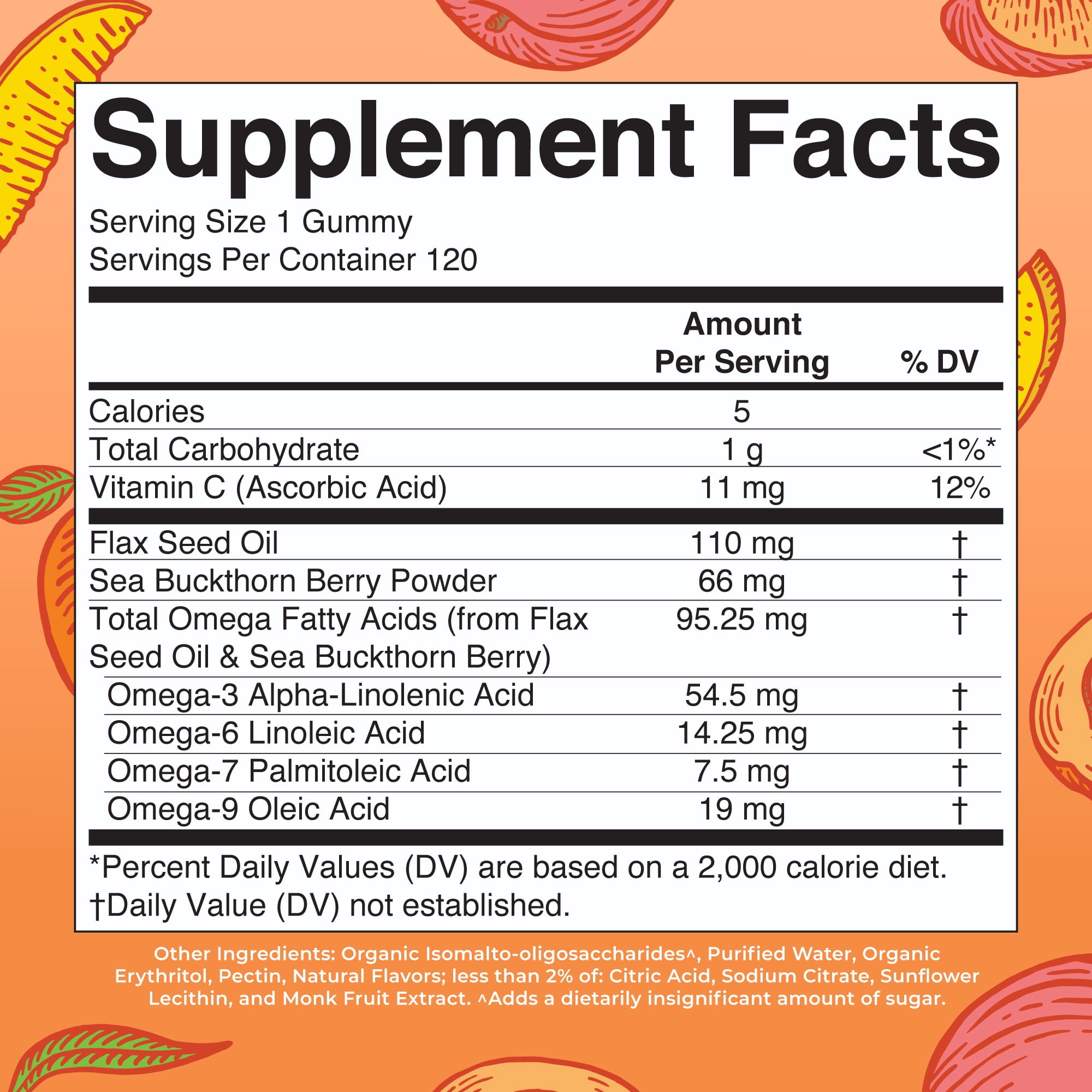MaryRuth's Omega 3-6-7-9 Dietary Supplements, Vegan, Gluten-Free, Dairy-Free Gummies, 120 Count