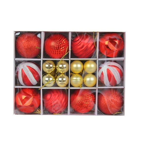 HEVIRGO 26Pcs Christmas Tree Balls Bright Adorable Festival Prop Exquisite Xmas Tree Ornament Ball Pendant Home Decor - Red