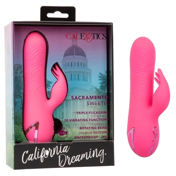 CalExotics California Dreaming Sacramento Sweetie, 10 3 Modes Waterproof Silicone Beaded Rabbit Vibrator for Women - SE-4349-23-3