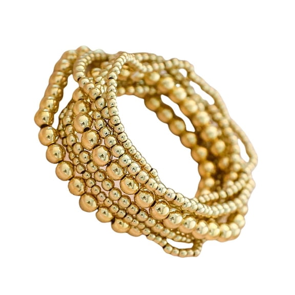 Giaone 7 Pieces Bracelet Set Featuring Gold Geometric Beads for Fashion Lovers
