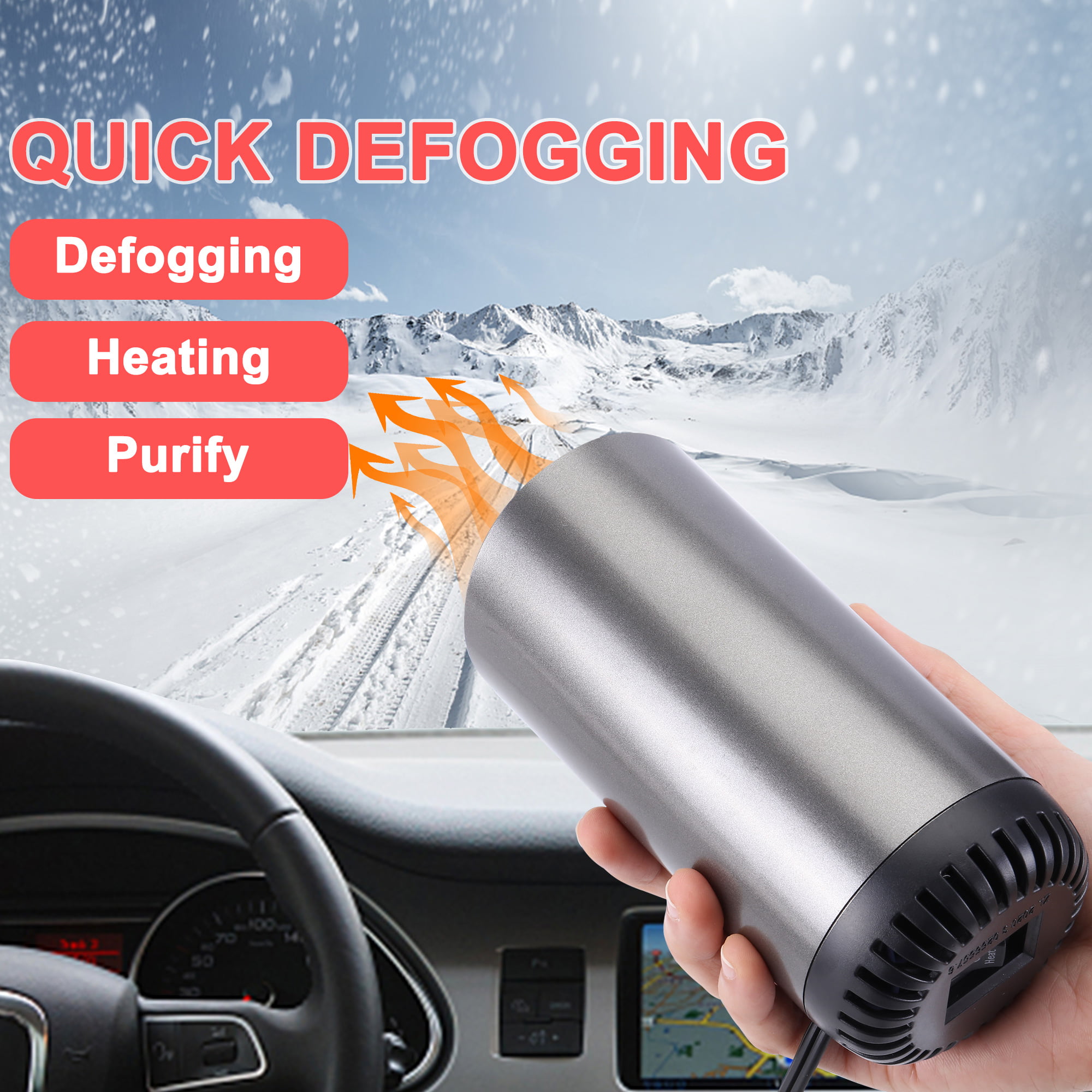 Car Heater Defroster - 12V Fast Heating Defrost Defogger for Car  Windshield, 150W Portable Car Heaters That Plugs into Cigarette Lighter  with 180°