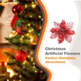 thumbnail image 4 of Matsuzay 10 piezas de flores artificiales de Navidad, flor de Pascua con purpurina, flor falsa reutilizable, manualidades DIY, fiesta de boda, Año Nuevo Kits de decoración para fiestas rojo Matsuzay HA008610-02, 4 of 6