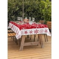 thumbnail image 2 of Outdoor Tablecloth with Umbrella Hole and Zipper, Christmas Snowflakes Rectangle Table Cloth 60x84 Inch Waterproof Tablecloth, Red Xmas Winter Vintage Picnic Table Cover for Patio Camping, 2 of 7