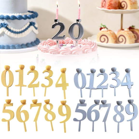 CozeLy Number Candle Holder Set 10 Pieces Reusable Number Candle Holders Birthday Candle Holder for Number Candles Birthday Cake Decoration