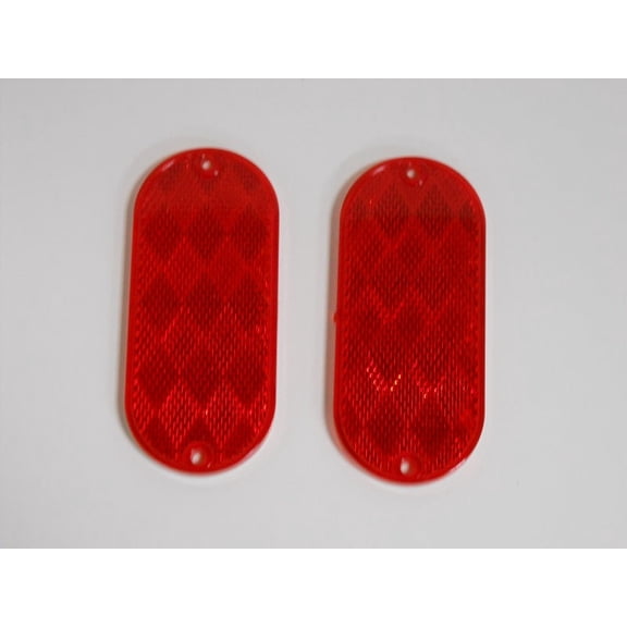 (2) Red Oval Boat Truck Trailer Mail Box Reflex Reflectors