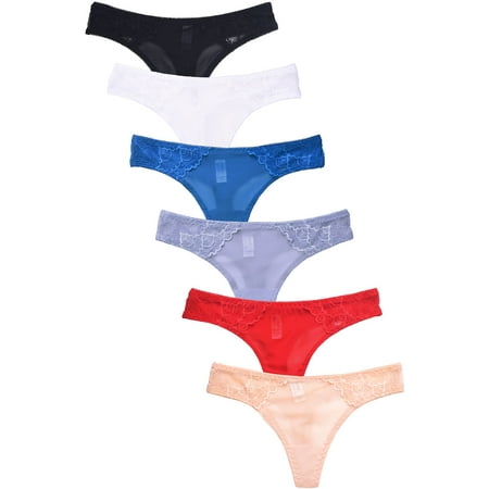 

247 Frenzy Women s Essentials Sofra PACK OF 6 Mesh Lace Thong Panty