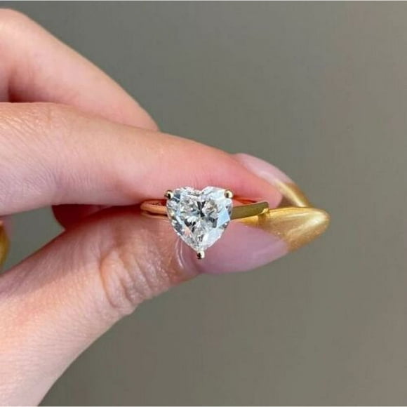 3CT Moissanite D,VVS1 Heart Cut 14K Yellow Gold Solitaire Ring for Women Gifts/Wedding Fine Jewelry