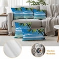 thumbnail image 6 of Pack of 2 Outdoor Pillow Covers 20x12 Inch Waterproof Ocean Throw Pillow Covers,Decorative Couch Pillow Shams Protectors Summer Palm Trees Blue Sky Beach Scenery Patio Pillowcases Cushion Covers, 6 of 8