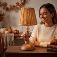 thumbnail image 4 of Dalxymotic Rattan Touch Table Lamp, Rechargeable Touch-Dimmable Bedside Lamp, Woven Shade Table Lamp, Rattan Table Lamp Decoration for Living Room, Patio, Bedroom, Office, Home, 4 of 7
