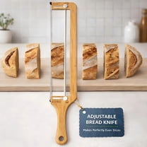 Adjustable Bread Knife with Thickness Guide, Serrated Stainless Steel Bread Slicer for Homemade and Sourdough Bread