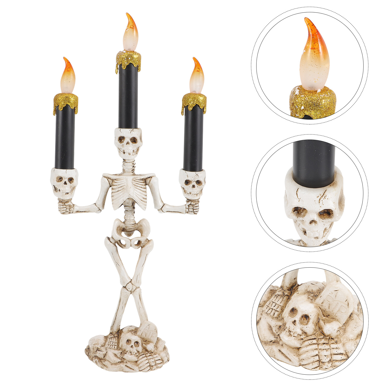 Skeleton Candle Holder Light Halloween Battery Candle Lights Home Party