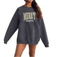 thumbnail image 2 of Merry Christmas Tree Sweatshirts for Women Graphic Crewneck Oversized Sweater Cotton Tops Printed Long Sleeve (Medium, Dark Gray 06), 2 of 6