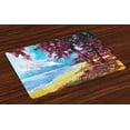 thumbnail image 1 of Ambesonne Floral Place Mats Set of 4, Summer Blossom Trees, Standard Size, Blue Pink Cream, 1 of 4