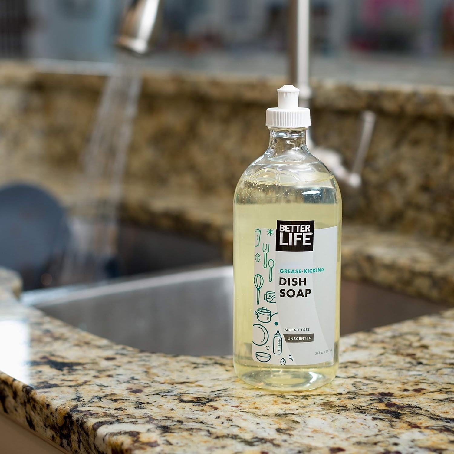 Better Life Dish Soap - Liquid Dishwashing with Vitamin E and Aloe for Home & Kitchen Sink No Gloves Required Sensitive Skin 22oz (Pack of 2) Unscented