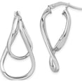 thumbnail image 1 of Sterling Silver Rhodium Plated Twisted Hoop Earrings (31.9 X 13.2) Made In Italy qe13177, 1 of 5