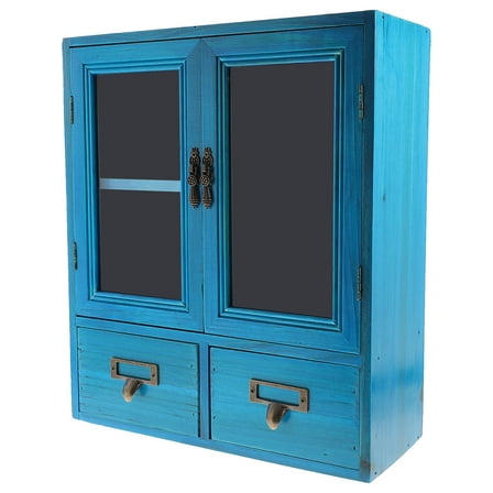 Clispeed Bedside Cabinet Wooden Blue 1Pcs