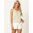 thumbnail image 2 of DARING DIVA Women's Satin Tank Top Silky Basic V Neck Sleeveless Blouse XS Beige, 2 of 6