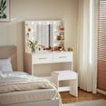 thumbnail image 4 of Vineego Makeup Vanity Desk with Lighted Mirror & Power Outlet, Makeup Vanity with stool,White, 4 of 8