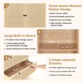 74" Natural Rattan Woven Wardrobe Armoire Closet with Hanging Rod