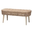thumbnail image 1 of Pemberly Row Natural Kubu Rattan and Gray Acacia Wood Oval Accent Bench, 1 of 9