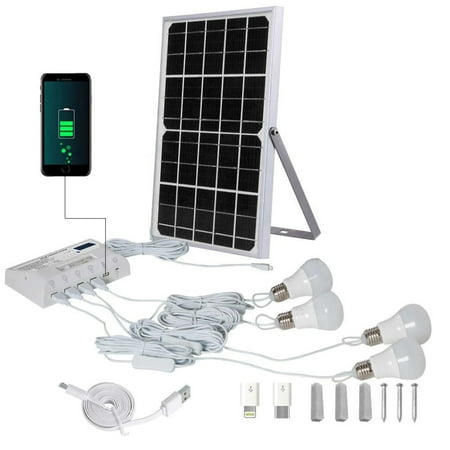 

Solar System Light Outdoor Waterproof 4 Bulbs Mini Solar Panel Home Solar Power Auto Lighting System