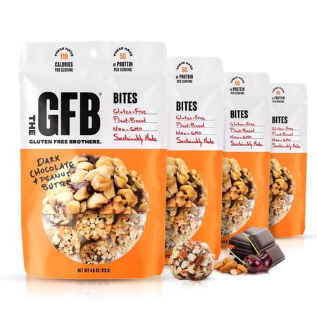 The Gluten Free Brothers Dark Chocolate Peanut Butter Bites – Protein Energy Balls, 4 oz, 6 Count