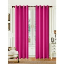 1 PANEL MIRA SOLID HOT PINK SEMI SHEER WINDOW FAUX SILK ANTIQUE BRONZE GROMMETS CURTAIN DRAPES 55 WIDE X 84" LENGTH