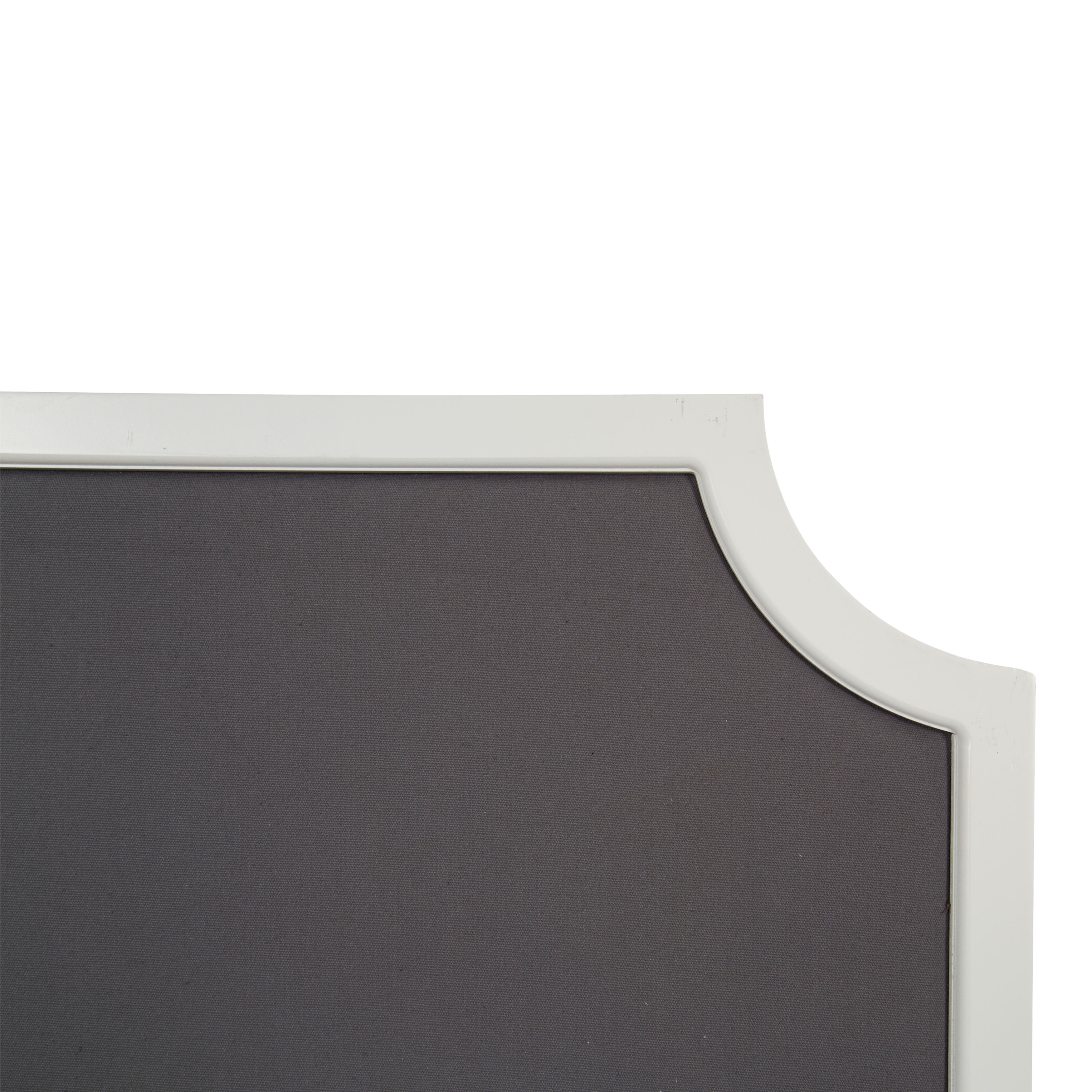 Kate and Laurel Hogan Wood Framed Fabric Pinboard with Scallop Corners, 24  x 36 Inches, White and Gray