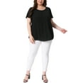 thumbnail image 2 of Agnes Orinda Women's Plus Size St. Patrick's Day Chiffon Blouse Double-Layered Shirt Round Neck Ruffle Short Sleeves Casual Work Tops 4X Black, 2 of 6