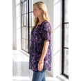 thumbnail image 3 of Roaman's Women's Plus Size Angelina Crinkle Crepe Y-Neck Short Sleeve Tunic, 3 of 6