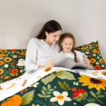 thumbnail image 5 of Homewish Autumn Cottage Halloween Ghost 7-Piece Twin Bedding,Sunflower Mixed Floral Pattern Bedding Comforter Set,Forest Green Orange,Halloween Reversible, 5 of 8
