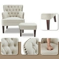 thumbnail image 2 of L'AGRATY Accent Chair with Ottoman, Tufted Armchair and Ottoman for Bedroom Living Room, Beige, 2 of 6