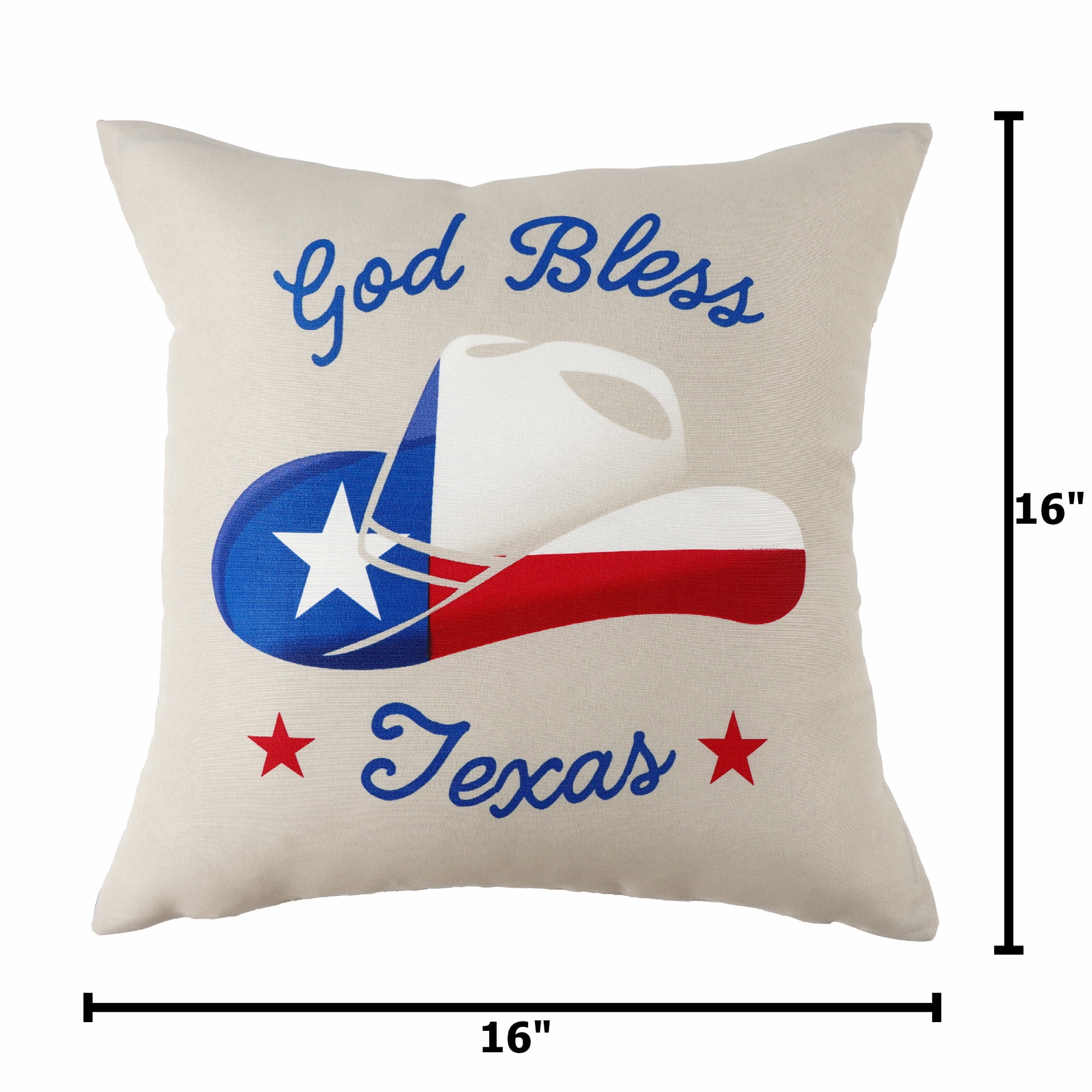 Mainstays God Bless Texas Reversible Outdoor Throw Pillow 16 inch, Multicolor
