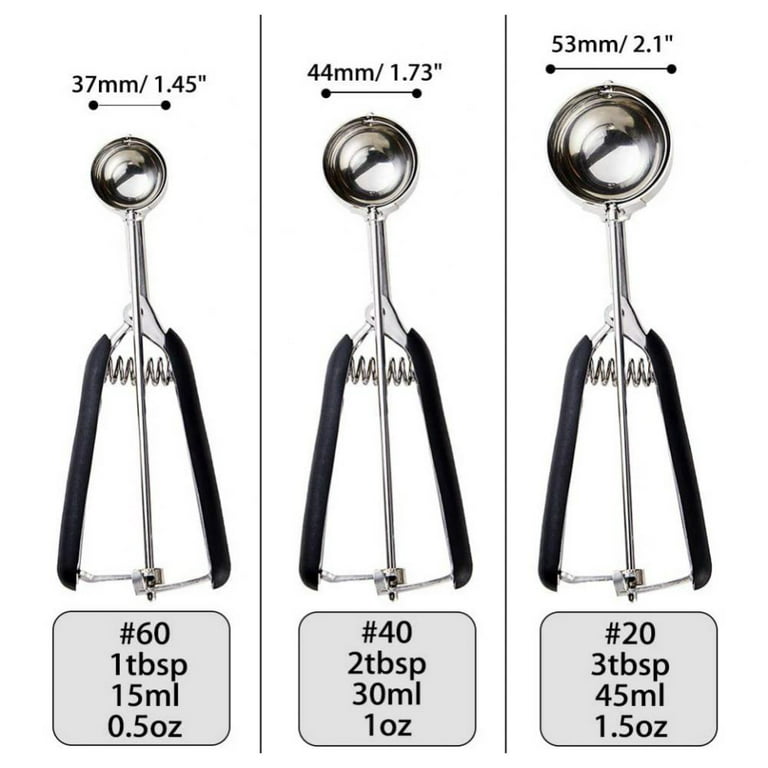 Cookie Scoop Set of 3 - Stainless Steel Ice Cream Scooper with Trigger ,  Small, Medium and Large Cookie Scoops for Baking , Easy to Clean, Highly  Durable, Ergonomic Handle Cookie Dough