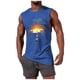 thumbnail image 2 of Camiseta sin mangas de cuello redondo para hombre, informal, a la moda, con estampado, deportiva, de poliéster, 2 of 5