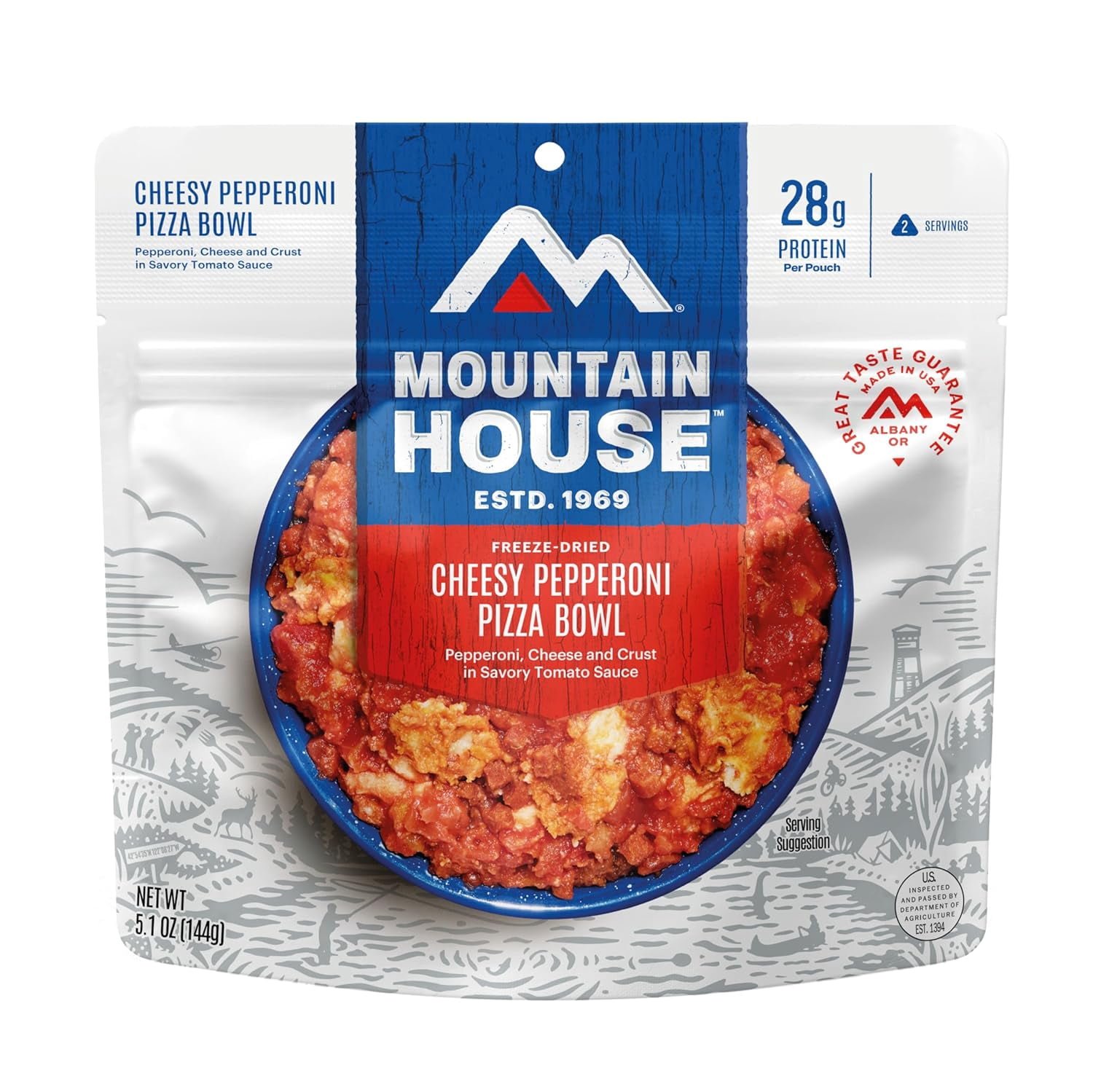 Mountain House Cheesy Pepperoni Pizza Bowl | Freeze Dried Backpacking & Camping Food | 6 Pack