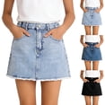 thumbnail image 2 of Girls A-Line Summer Denim Skirts, Casual Elastic High Waisted Ripped Cute Mini Skirts for 4-15 Years, 2 of 9
