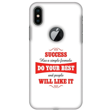 iPhone X Case - Success Do Your Best, Hard Plastic Back Cover. Slim Profile Cute Printed Designer Snap on Case with Screen Cleaning