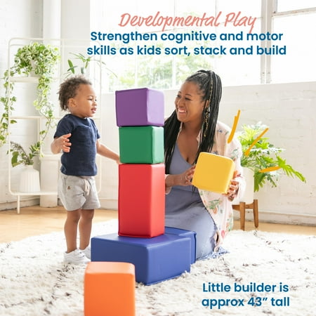 ECR4Kids SoftZone Big Foam Building Blocks, Assorted, 7-Piece