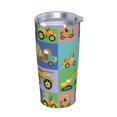 thumbnail image 2 of Kll Construction Machinery Stainless Steel Vacuum Insulated Coffee Cup 20 Oz Insulated Travel Mug Water Cup With Leak-Proof Straw Lid & Flip Lid,1 Metal Straws,1 Cleaning Brush, 2 of 8