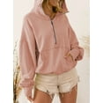 thumbnail image 4 of Women’s Half Zip Hoodies Casual Long Sleeve Front Pocket Sweatshirts Pullover Tops Fall Outfit, 4 of 10