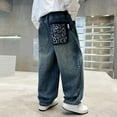 thumbnail image 6 of JIAYUE Baggy Jeans Boys Wide Leg Elastic Waist Multiple Pockets Cargo Trousers Jeans Denim Pants Children Birthday Big Kids Slacks, 6 of 9