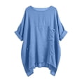 thumbnail image 5 of Women's V-Neck Linen Cotton Blouses Long Sleeve Front Button Solid Casual Shirts Ideal Tops for Spring Summer Daily Home and Outgoing Wear, 5 of 6