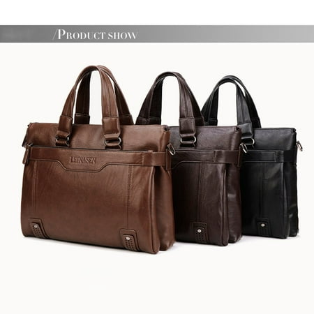 Men Briefcase Business Male Single Shoulder Bag Soft Leather Messenger Bags | Walmart Canada