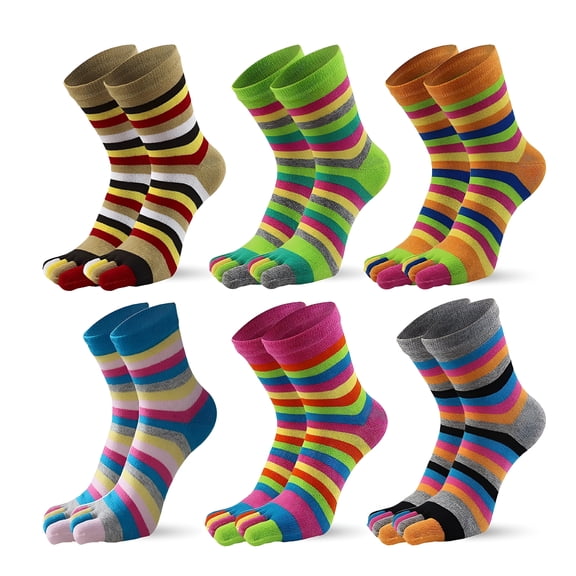 TELOLY 2026 New 6 Pairs Toe Socks, Funny Socks for Women, Cotton Cute Novelty Socks for Women Athletic Running, Socks Size 5-8 for Running, Sports, Casual Wear, Daily Use, Exercise, Fitness