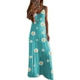 thumbnail image 1 of Women's Daisy Printed Sleeveless V Neck Summer Casual Pleated Maxi Shift Dresses, 1 of 2
