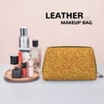 thumbnail image 4 of Gold Glitter lightning C Makeup Bag, Large Capacity Travel Cosmetic Bag for Women Girls- Travel Toiletry Bag Leather Portable Waterproof Makeup Case Organizer with Handle, 4 of 4